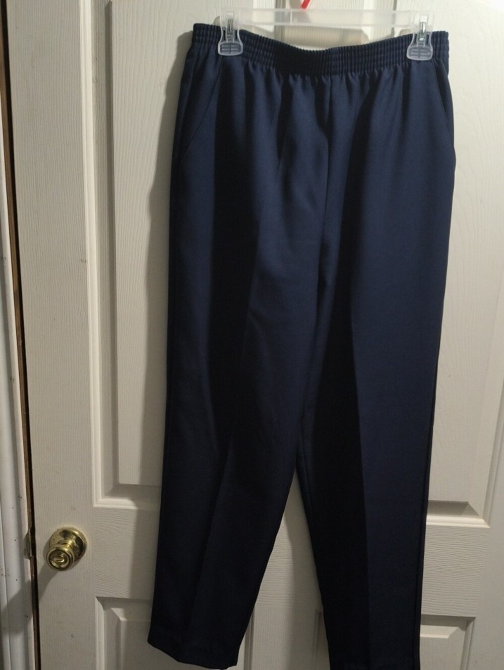 Women’s Navy Elastic-Waist Dress Pants - Picture 2 of 3